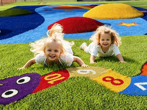 Gazon artificiel arc-en-ciel &eacute;cologique pour les aires de jeux pour enfants.jpg